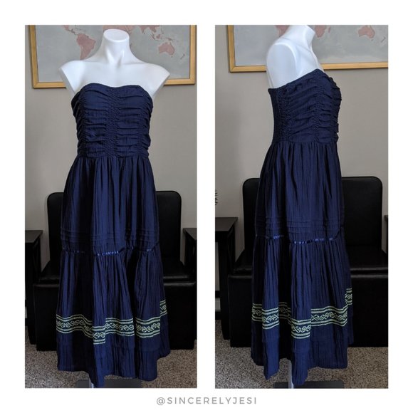 Free People Dresses & Skirts - Free People ▪ Navy Tiered Ruffle Boho Maxi Dress
